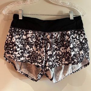 Lululemon Black and White Floral Athletic Shorts